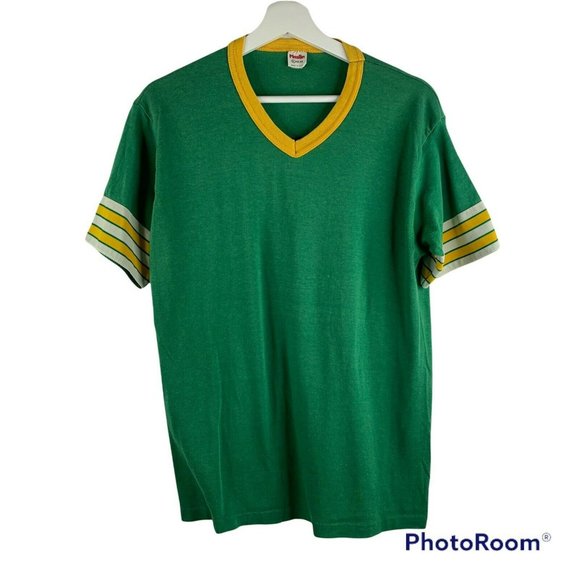 Mason Tops - Vintage 90s Single Stitch Green Packers Blank Short Sleeve T-shirt Tee Size Lg